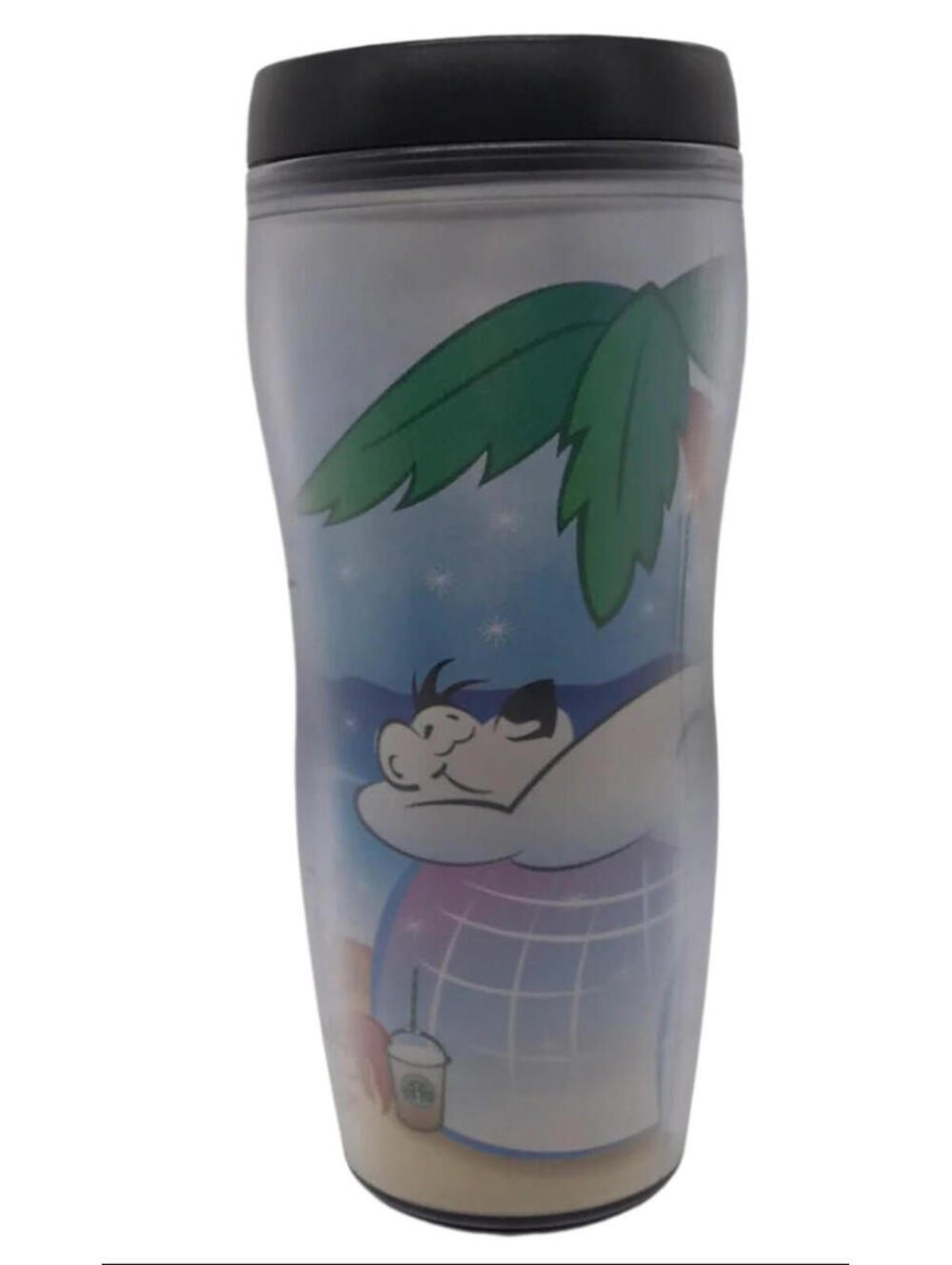 Starbucks Tumbler with Cartoon Penguin and Palm Tree Design
